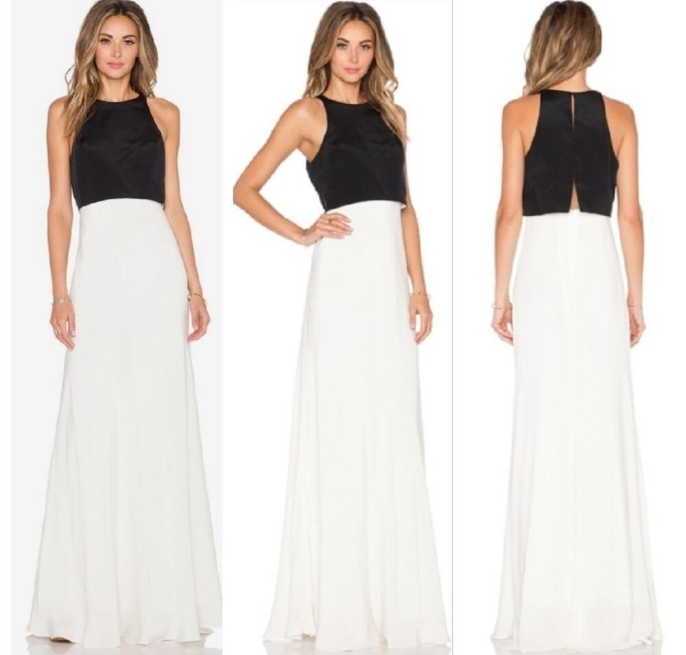 JILL STUART Maxi Dress Size 10 Black White Designer Luxury Gown Wedding Evening